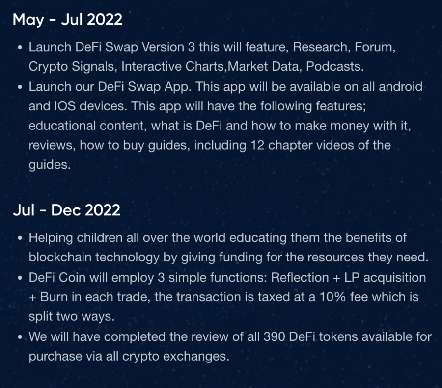 DeFi Coin roadmap แผนงาน วิเคราะห์เหรียญ DeFi Coin คาดการณ์เหรียญ DeFi Coin 