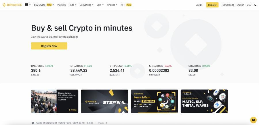 Binance กระดานเทรด altcoin