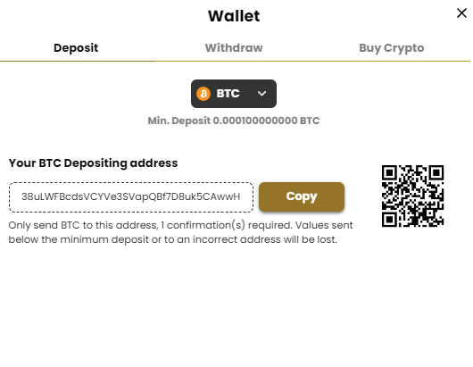 ฝาก BTC เข้าบัญชี