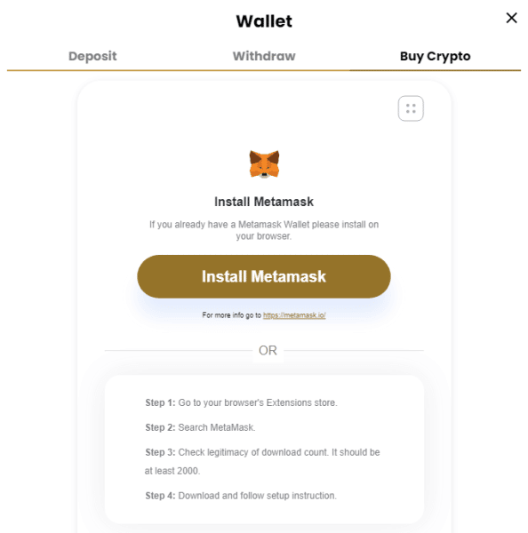 ซื้อคริปโต เชื่อมต่อ metamask