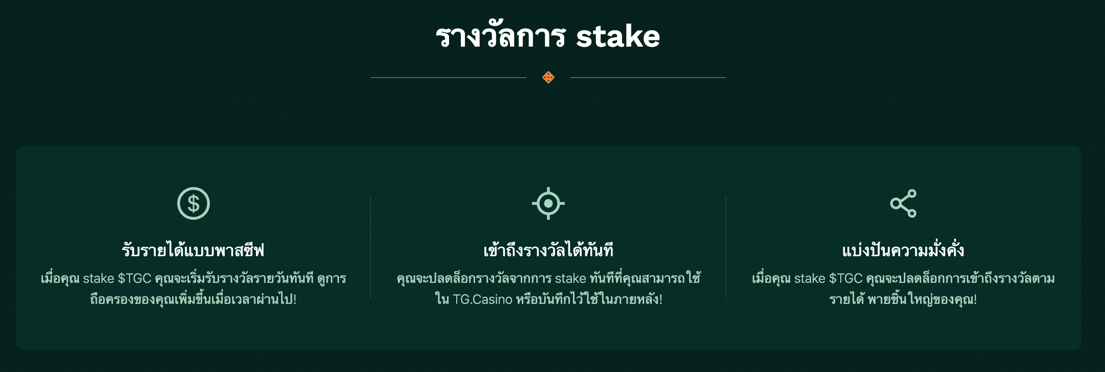 TG Casino รางวัลการ stake